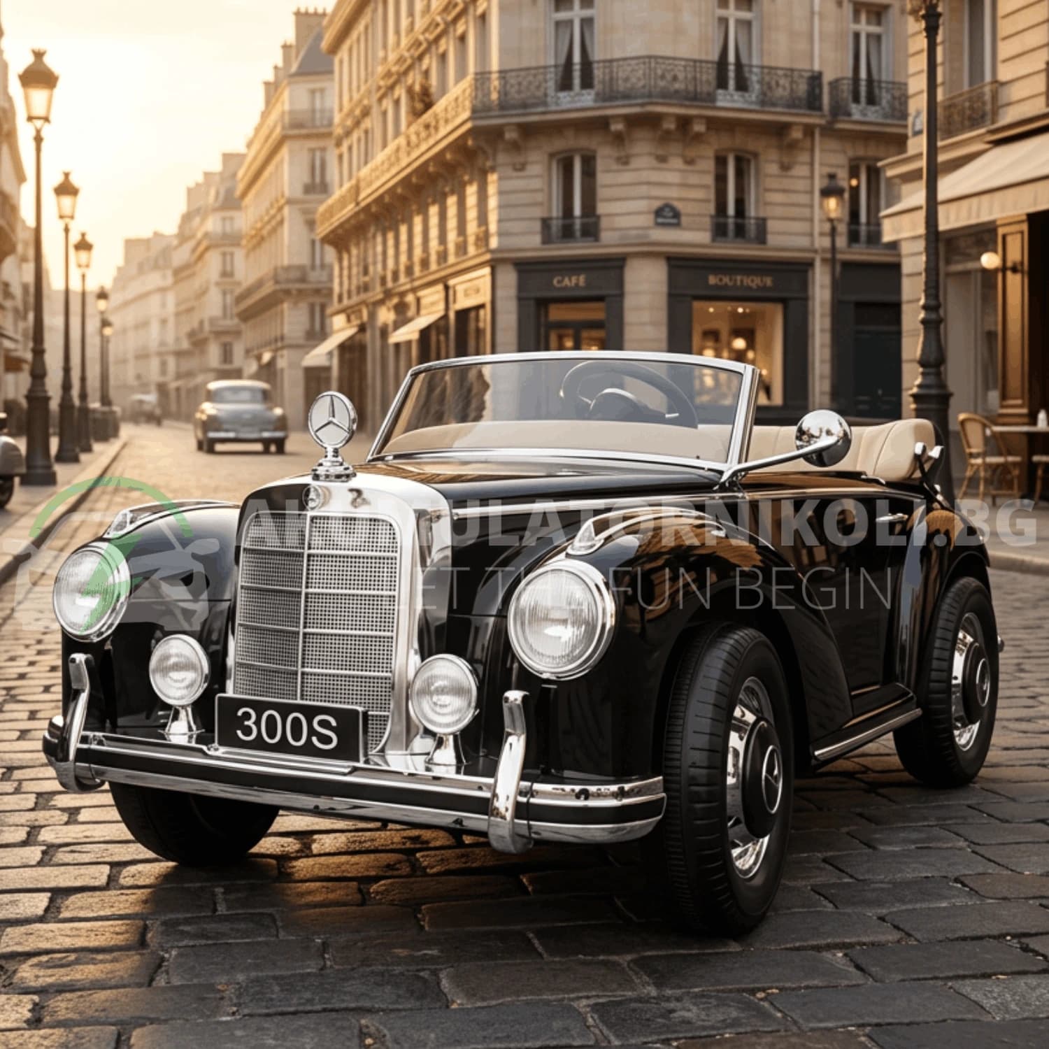 Αδειοδοτημένο ηλεκτροκίνητο retro αυτοκίνητο Mercedes 300S, 90W, 12V/7Ah, R/C 2.4G, ελαστικά EVA
